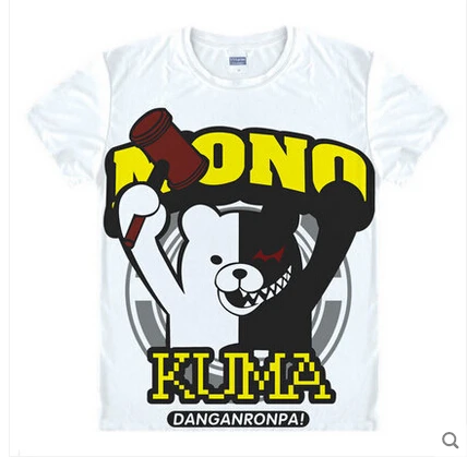 Аниме Danganronpa футболка Monokuma рубашка крутые рубашки с круглым вырезом манга Топ