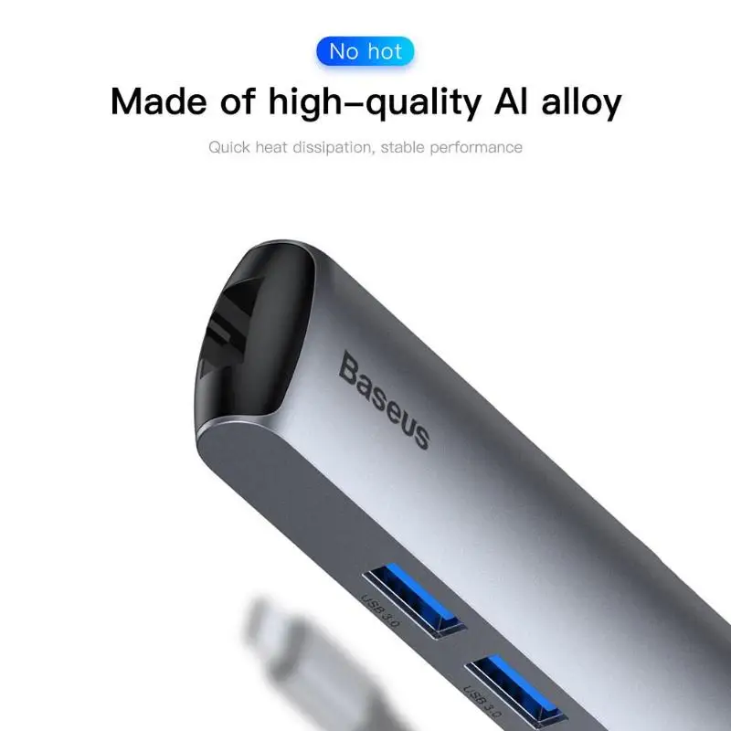 Baseus 6в1 концентратор адаптер для MacBook Pro концентратор usb type C к USB 3,0 HDMI RJ45 USB разветвитель для huawei Matebook аксессуары для компьютера