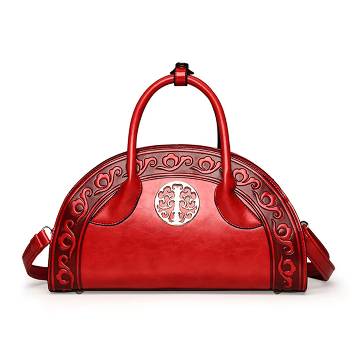 Бургундия Китайский стиль, Синяя Женская Роскошная сумка, дизайнерская, из искусственной кожи, с тиснением, через плечо, тоут, Ретро стиль, сумка через плечо - Цвет: Бургундия