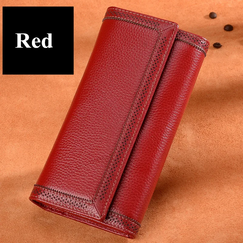 Кошелек ICEV из натуральной кожи для женщин Дамский бумажник воловьей с вырезами