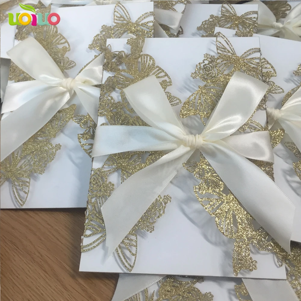 Лидер продаж блестящая бумажная пригласительная открытка золотого цвета с