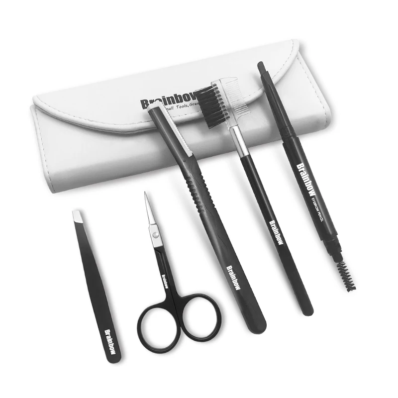 Брэйнбоу 5 шт./пакет Макияж Tool Kit бровей пера пинцет для бровей Триммер Бритвы Макияж Расчёски для волос Маникюрные ножницы Средства ухода для век Красота Essential