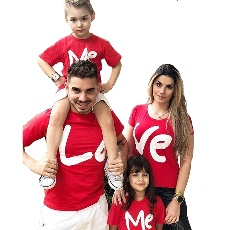 Наряды для мамы и сына Love Me одежда дочки подходящие ко всей семье футболки летняя