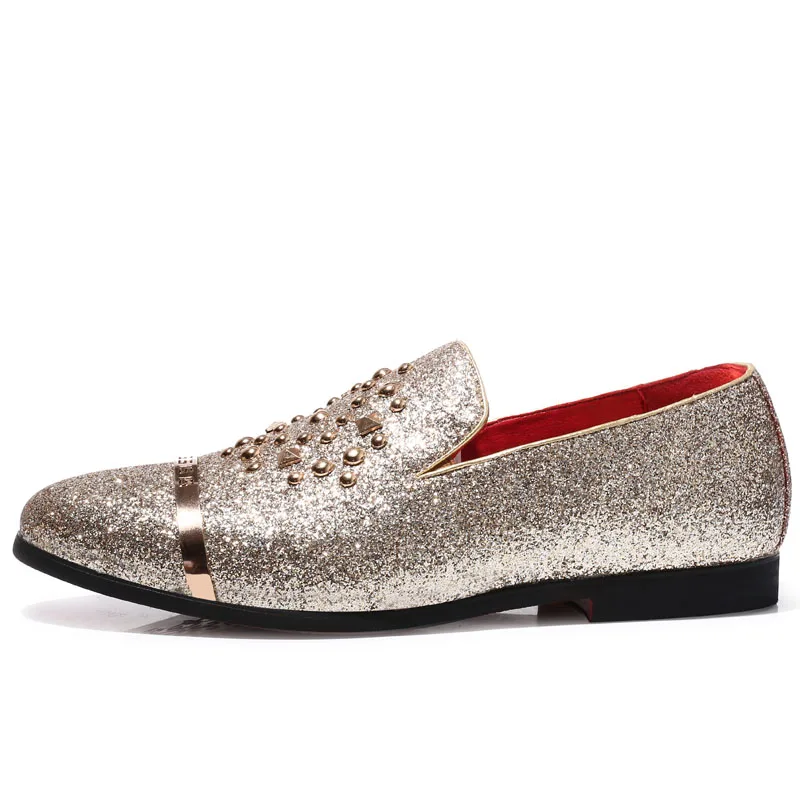 2019 Newest Fashion Luxury Brand Bling Paillette Men Loafers Charming Elegant Party Casual Shoes Handmade Silp-On Dress | Обувь
