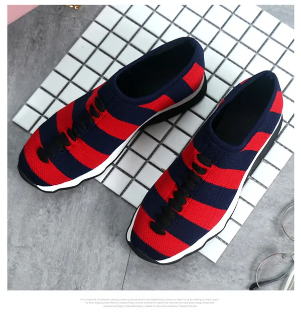 LTTL новейшая мода полосатые трикотажные носки обувь женская повседневная удобные