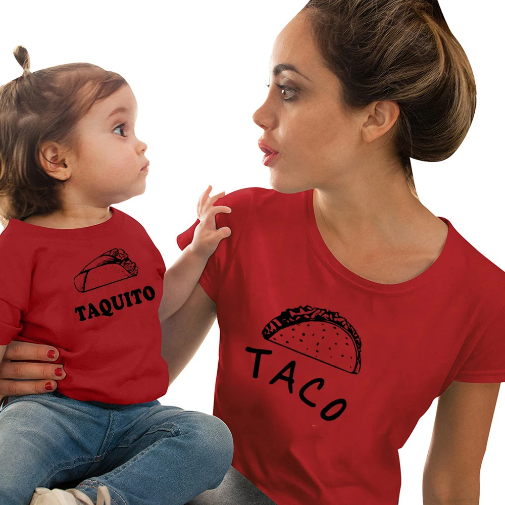 Taco and Taquito/одинаковые футболки для мамы и дочки рубашки летние повседневные