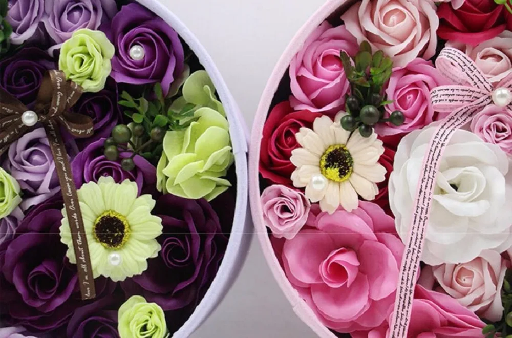 Мыло РОЗА Подсолнух цветок с лентой подарочная коробка для свадьбы Валентина