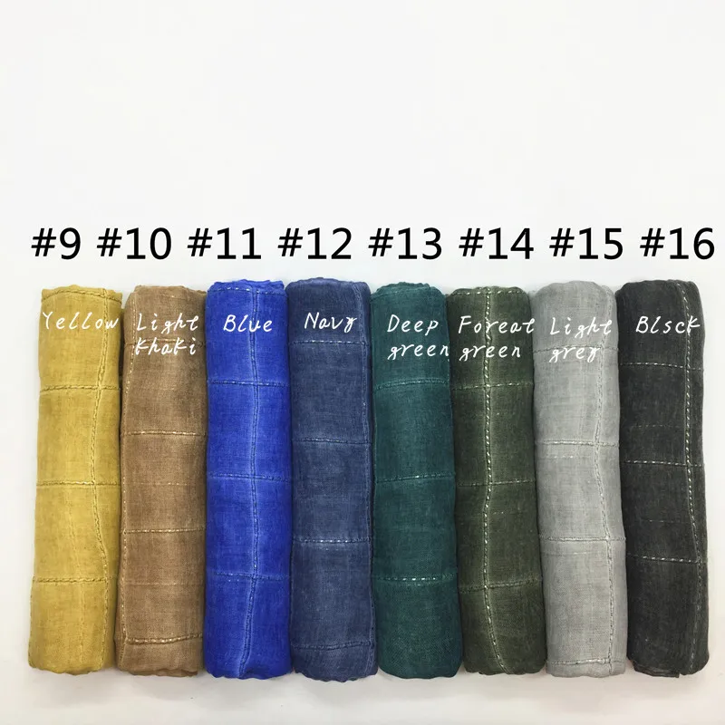 

New Spring Cotton Muslim Hijabs Scarves/scarf Rope Embroidered Plaid Scarf Women Turban Shawls Headband 1pc 80*180cm