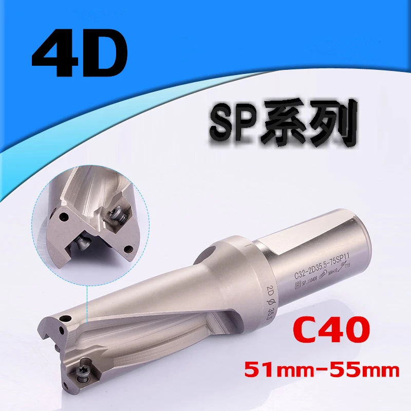 

SP C40 4D 51 52 53 54 55 mm Indexa Insert U Fast Drill Shallow Hole CNC Lathe Metal Drilling Tool Type For Indexable Insert