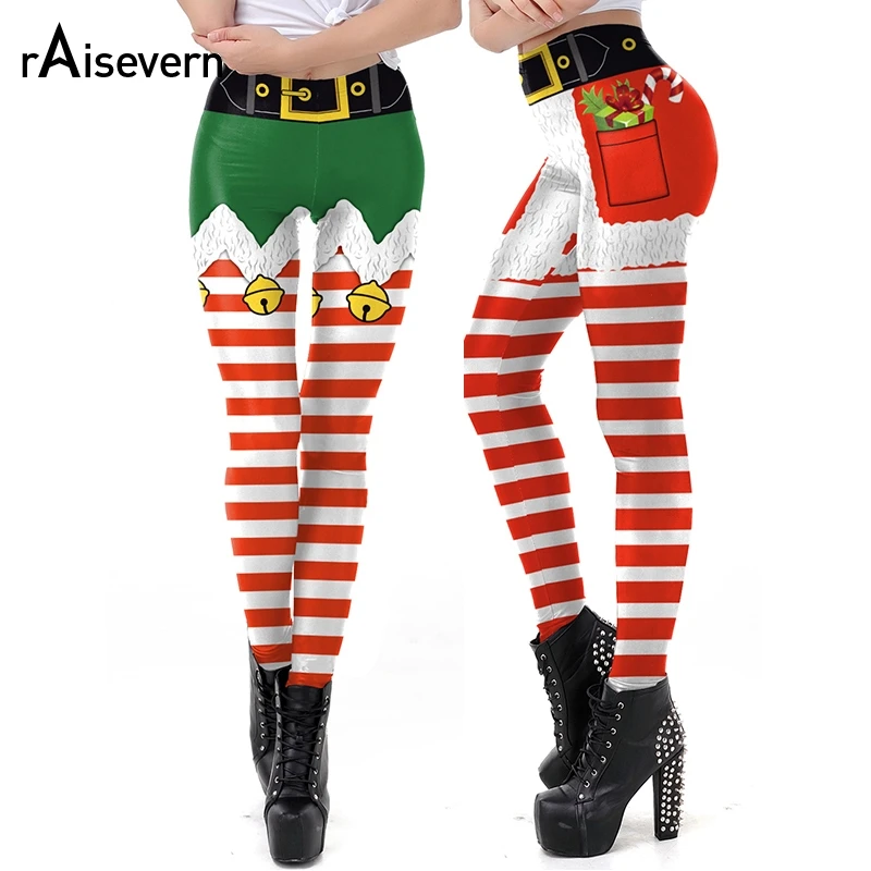 

Raisevern Christmas Leggings Women Sexy High Waist Skinny Fitness Legging Printed Sport Workout Stretch Trousers Drop Shipping