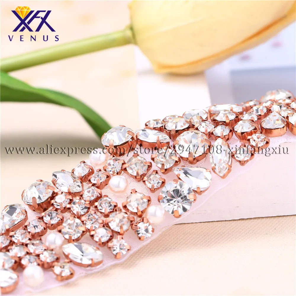 XFX Венера свадебное платье для розового золота цвета горного хрусталя аппликация