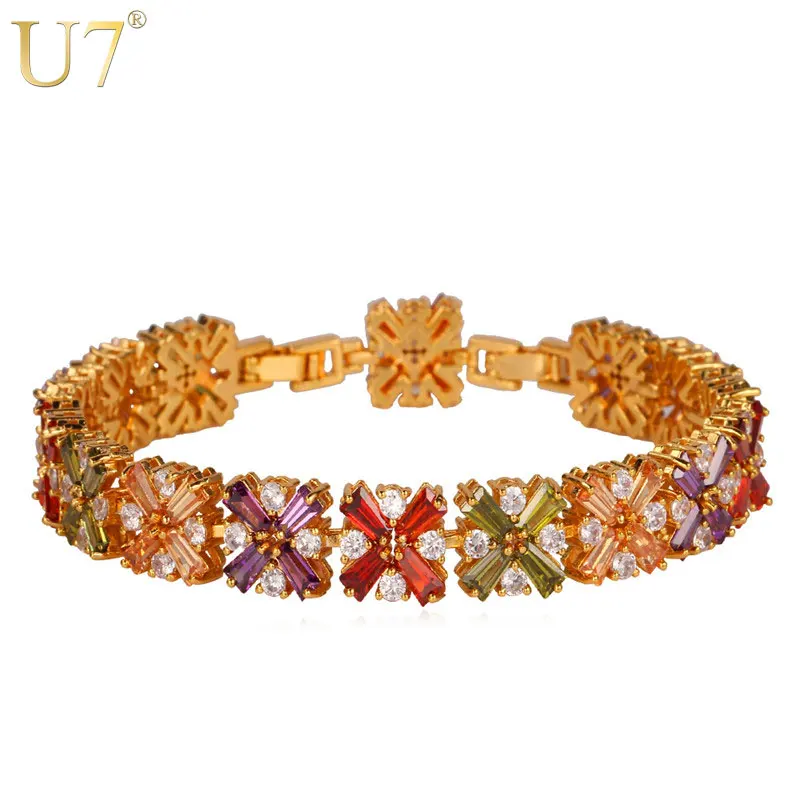 U7 Натуральный Камень Браслет Женский Позолоченный/ Платиновый Покрытием С