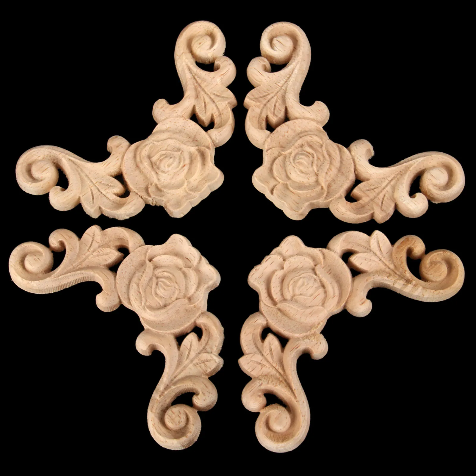 

4 шт. 8*8 см наклейка с резьбой по дереву углу аппликация, рама украшение для двери стены Дверные Рамы мебель декоративные фигурки деревянные ...