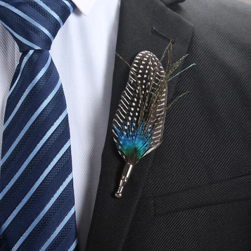 Бренд Mdiger перьевые броши для мужского костюма длинные нагрудные заколки