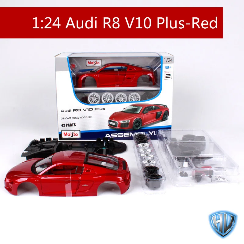 Maisto 1:24 сборная линия красная модель автомобиля литья под давлением для audi r8 v10 plus комплект 42 части автомобиля литье под давлением mannal модель автомобиля для вентилятора 39510
