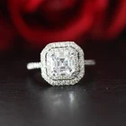 Великолепное обручальное кольцо с муассанитом 6,5 карат мм, обручальное кольцо с двойным ореолом из белого золота 14 к для женщин