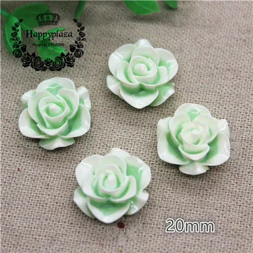 green 30pcs 30 шт смешанные цвета 20 мм полимерные двухцветные розовые цветы с плоской задней стороной кабошон сделай сам бант для волос/украшение для рукоделия(без отверстия - Цвет: green 30pcs