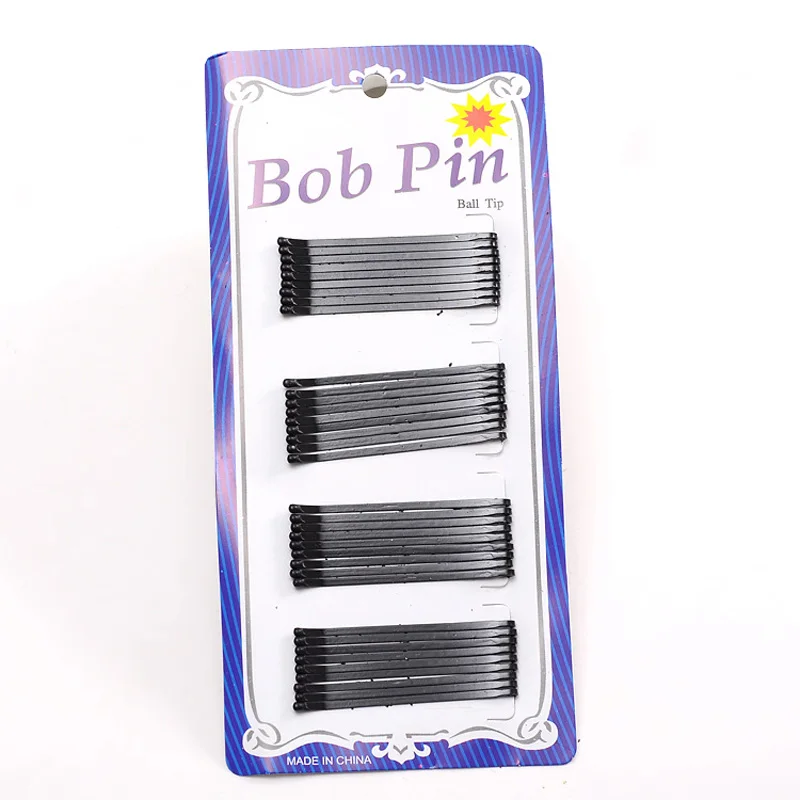 Заколки невидимки женские зажимы для волос с черными боками 36 шт./карточка прямые