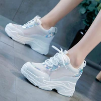 wgznyn new height increasing designer casual sock shoes woman high top sneakers women platform shoes letter female flats w209