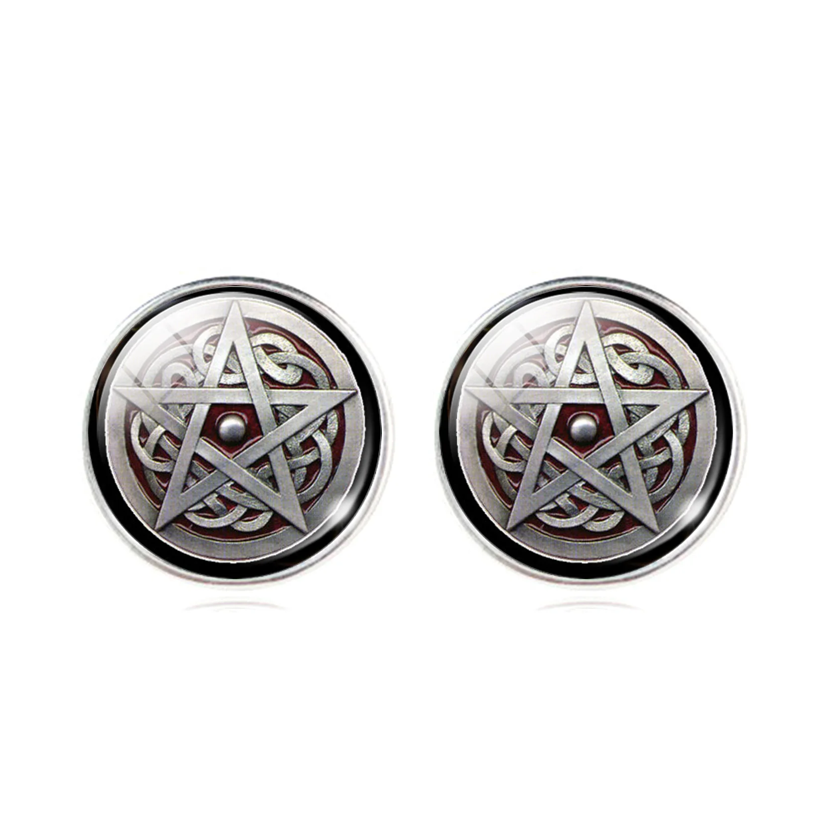 Серьги гвоздики Wiccan Magic Wicca в виде пятиконечной звезды Затемненные серьги