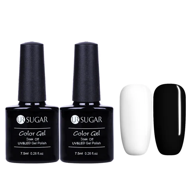 balck white Ur Sugar Блестки для ногтей Гель-лак набор серебряное Шампанское Блестки замочить от УФ-лак для ногтей лак Полупостоянный гель DIY - Цвет: balck white