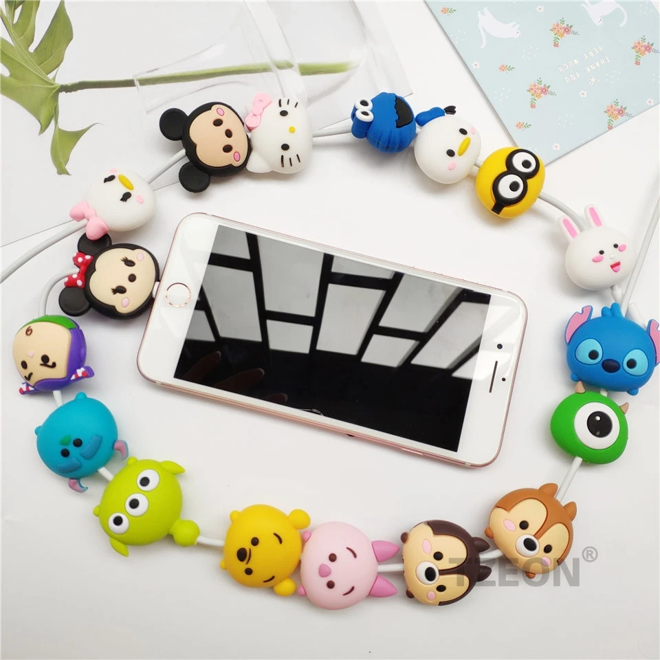 Мультяшная фигурка кабель протектор для IPhone Lightning type C Micro USB TSUM линия данных силиконовая бобина для samsung Xiaomi huawei