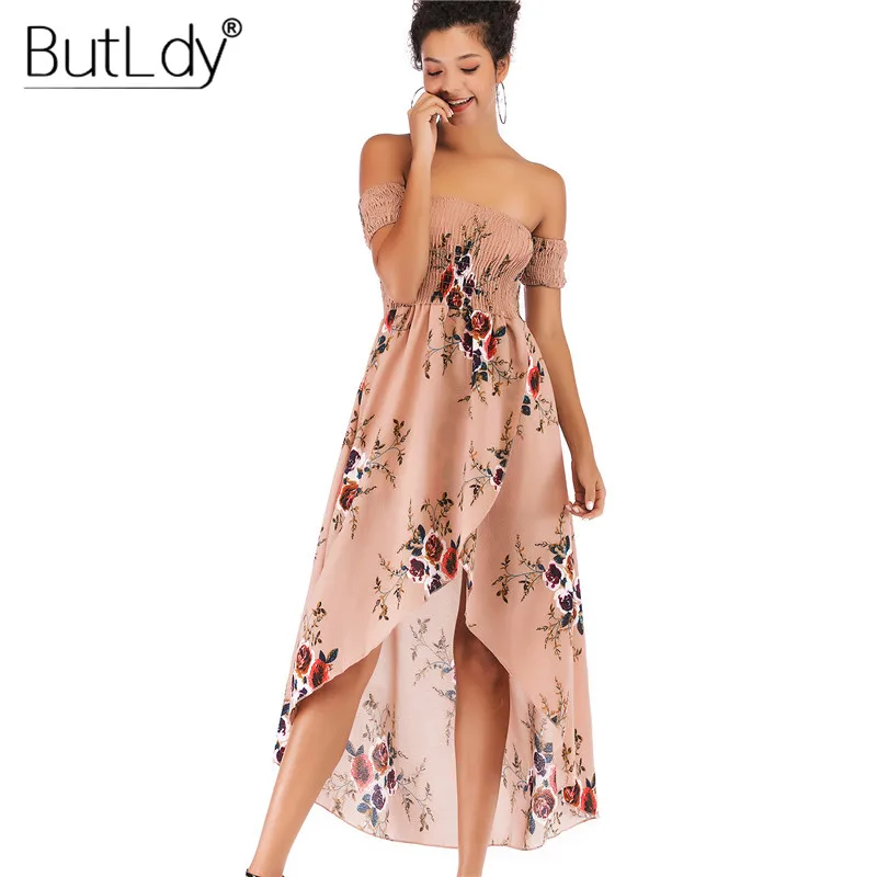 Женское асимметричное длинное платье с открытыми плечами открытой спиной и