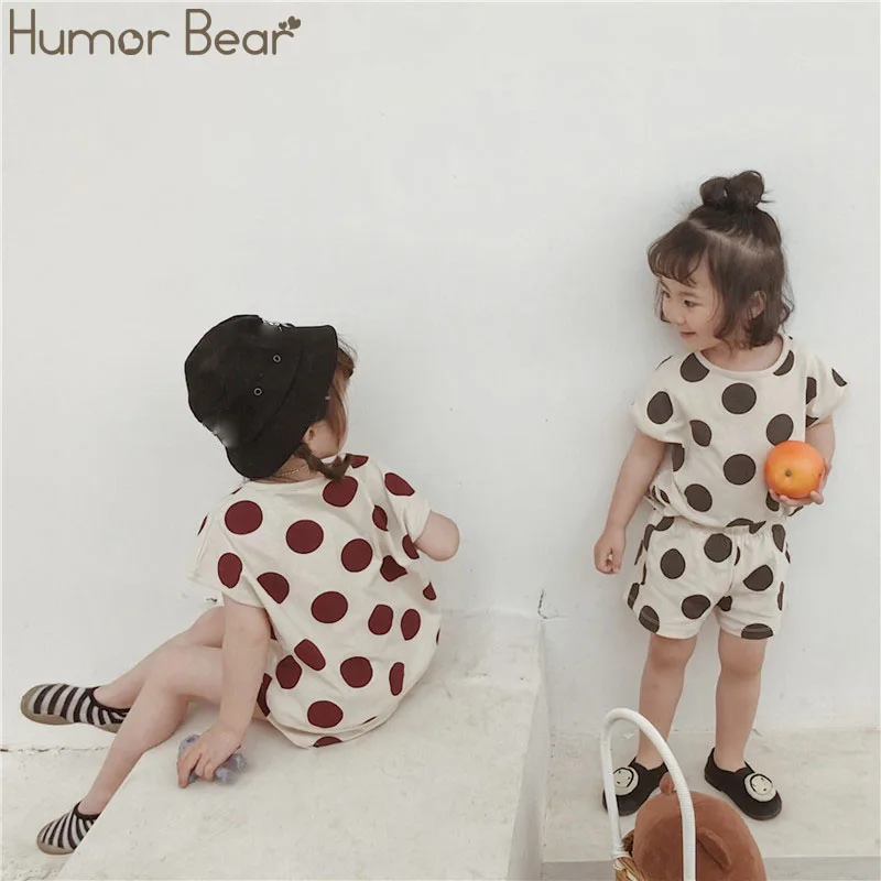 Костюм Humor Bear для девочек Летняя Повседневная новая хлопковая футболка в горошек