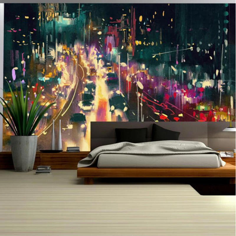 

Wallpapers YOUMAN Custom Murals Hand Drawn City Night Landscape Wallpaper Furniture Design for Living Room Decor Girls Bedroom