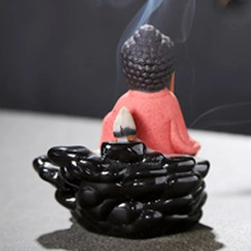 Горелка для благовоний Sit stone Buddha черная глазурь украшение гостиной конусная
