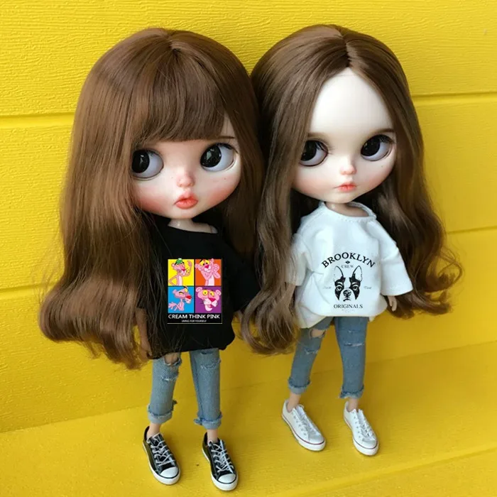

2pcs/set blyth doll Clothing white T-shirt+jeans for 1/6 doll,Blyth clothes Accessories for pullip dolls clothing for barbie