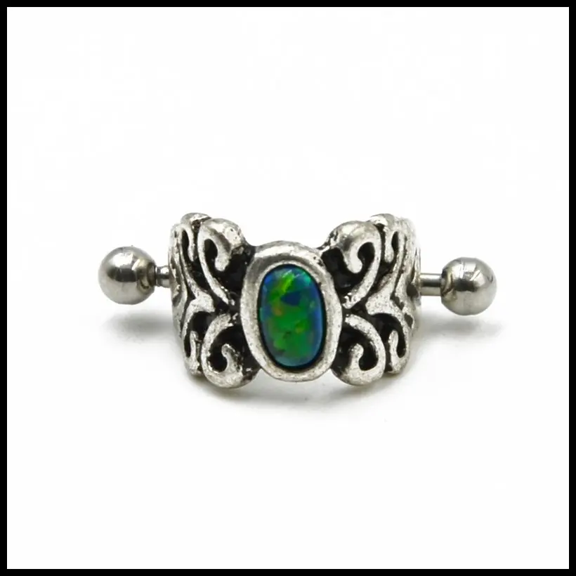 Hot Sale Pair 316l Surgical Steel With Opal Vintage Heart Oval Ear Cartilage Cuff Rings Piercing For Sexy Girls Jewelry 16g | Украшения и