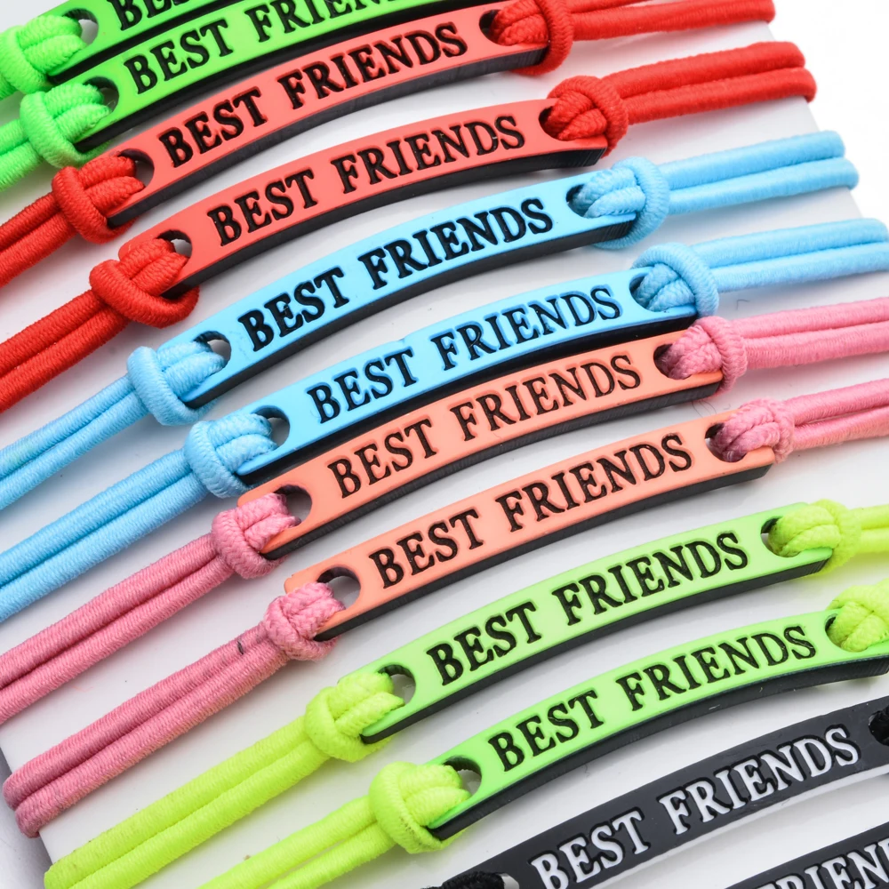 Браслет с шармами Best Friends для пар 12 шт./компл. плетеная регулируемая эластичная