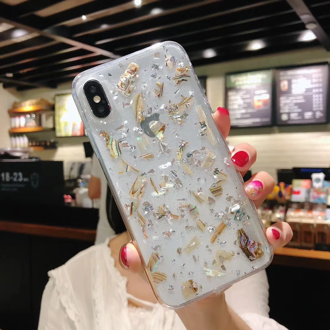 Роскошные блестящие телефонные чехлы из золотой фольги для iPhone X 8 8Plus мягкий