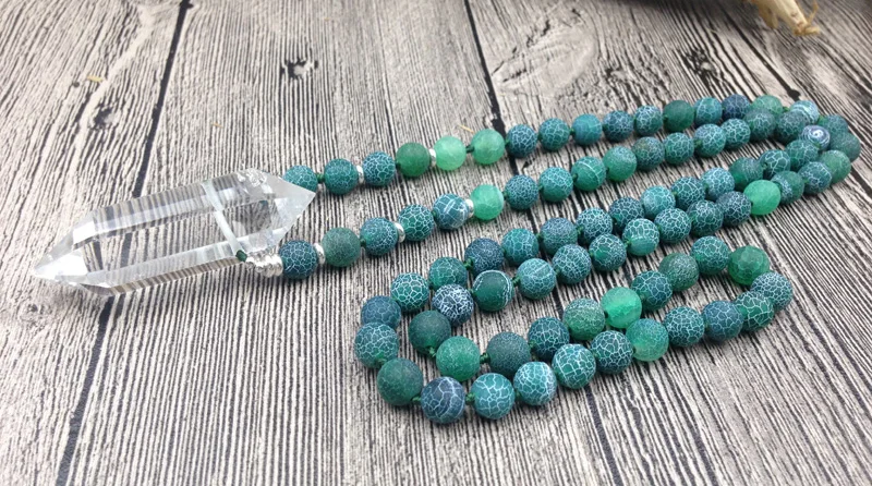 YA2616 Натуральный прозрачный кварцевый двухточечный кулон зеленый дракон Венский