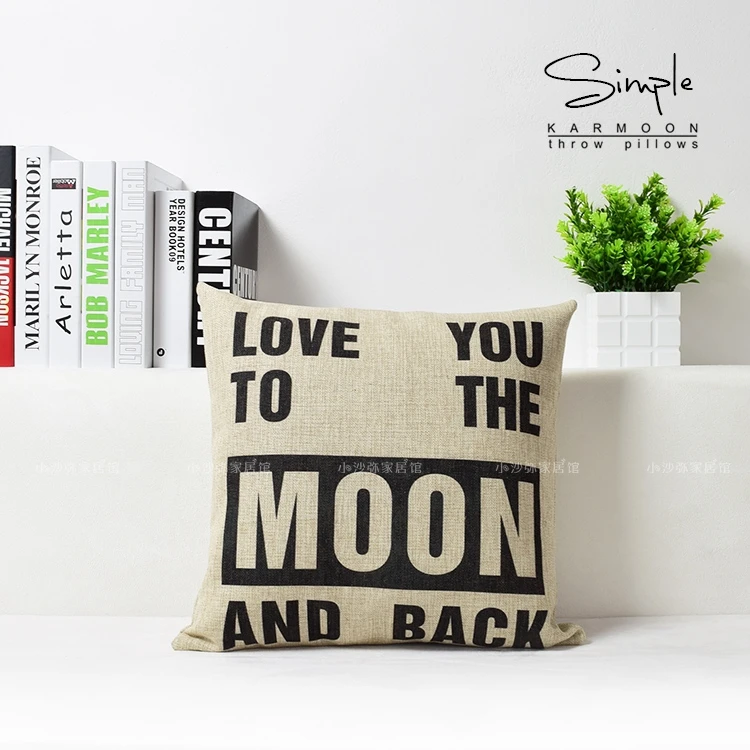 Наволочка для подушки Love льняная наволочка с надписью You to the Moon и изображением