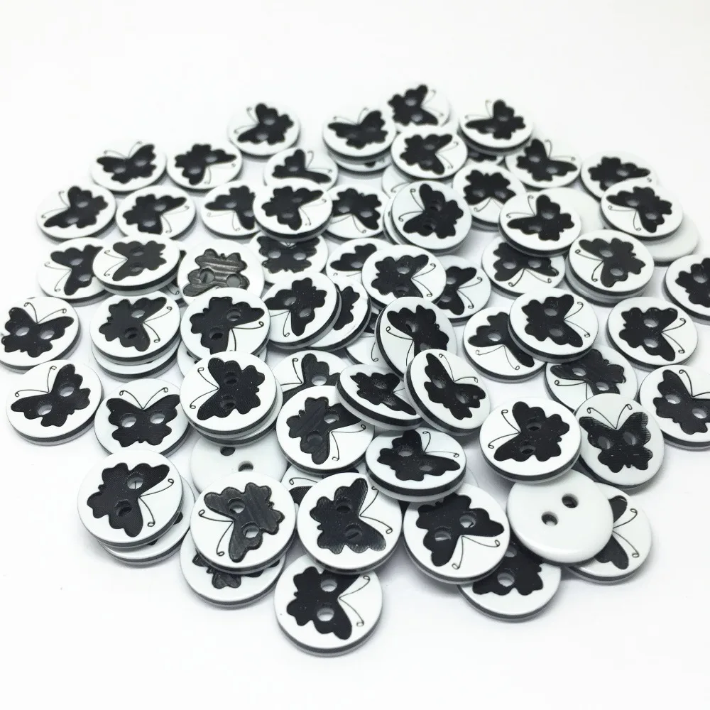 Круглые пуговицы-бабочки из смолы 12 мм 100 шт. | Дом и сад