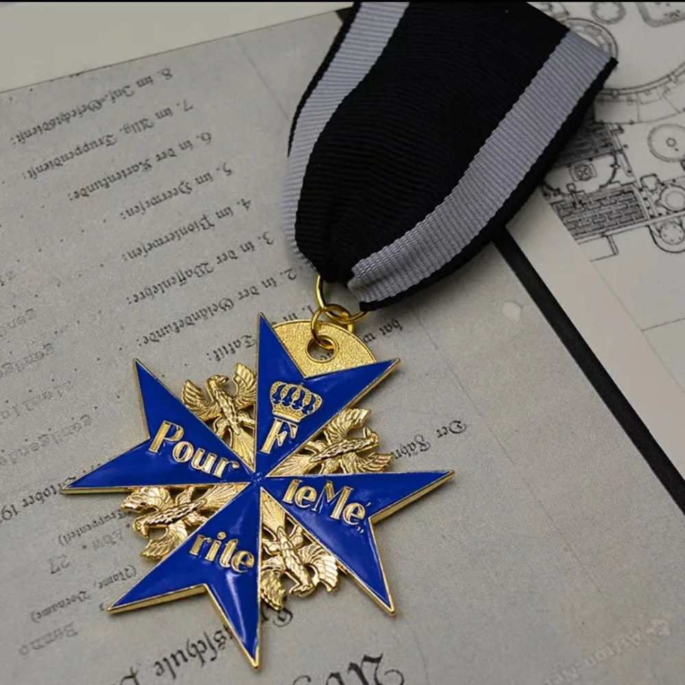 Точная копия WW2 прусской немецкой армии WWI Золотой синий Макс Pour Le Merite дубовые листья мечи медаль