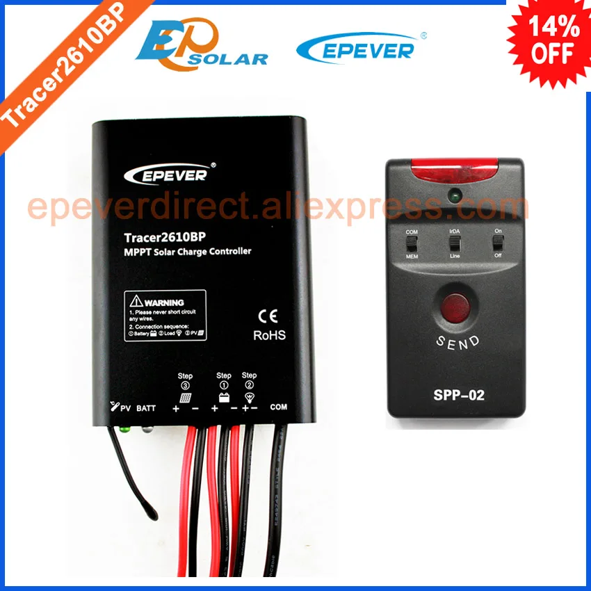 EPEVER Tracer2610BP с аксессуарами SPP 02 Контроллер заряда солнечной батареи 10А 10amp 12В 24В
