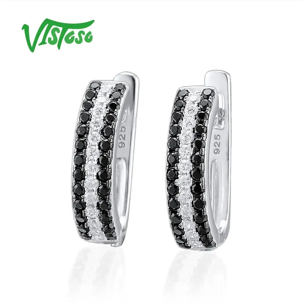 VISTOSO ювелирные наборы для женщин черные шпинели камни ювелирный набор серьги
