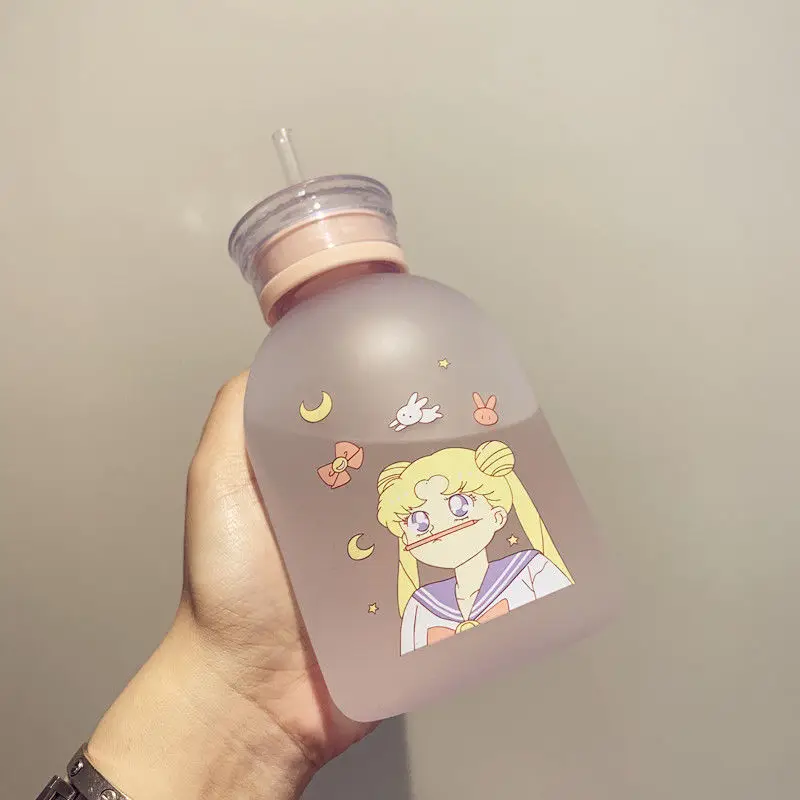 RUIDA Сейлор Мун прозрачная пластиковая бутылка для воды Мультяшные матовые бутылки для воды герметичная посуда для напитков Милая Студенческая Подарочная чашка для девушек - Цвет: 5