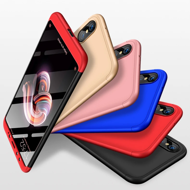 Чехол для Xiaomi Mi A2 Lite противоударный с полным покрытием из закаленного стекла |