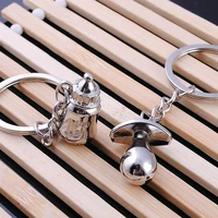 free shipping 100sets200pcslot metal pacifier and feeding bottle key chain favors baby shower souvenirs party giveaways