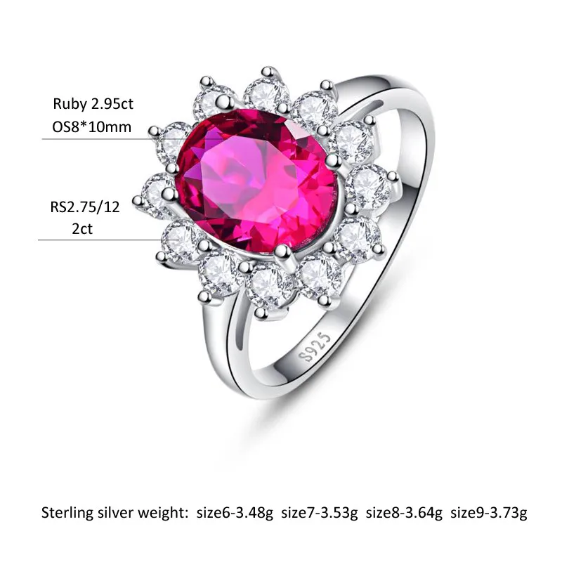2.95ct с натуральным красным Рубином в форме цветка, Твердое Серебро 925 пробы, обручальное кольцо, ювелирные изделия