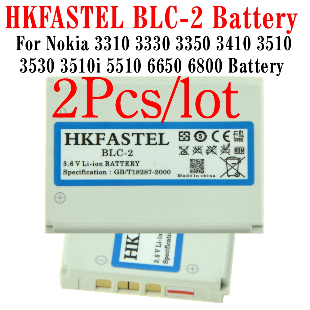 Новый аккумулятор HKFASTEL BLC 2 BLC2 для Nokia 3310 3330 3350 3410 3510 3510i 3530 5510 мобильный телефон|battery