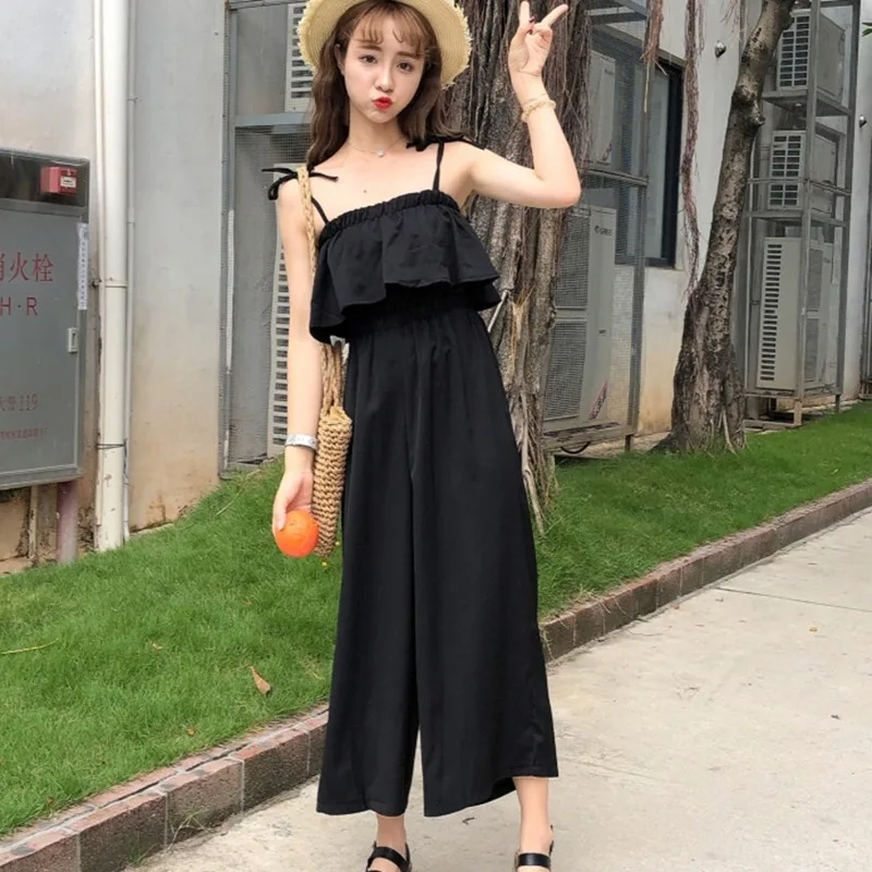 Комбинезон женский на бретелях спагетти пикантный Ромпер без рукавов с широкими