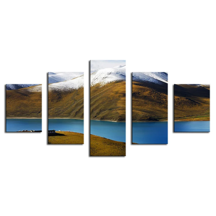 5 панельных бело голубых фотографий в виде горной стены Художественная печать