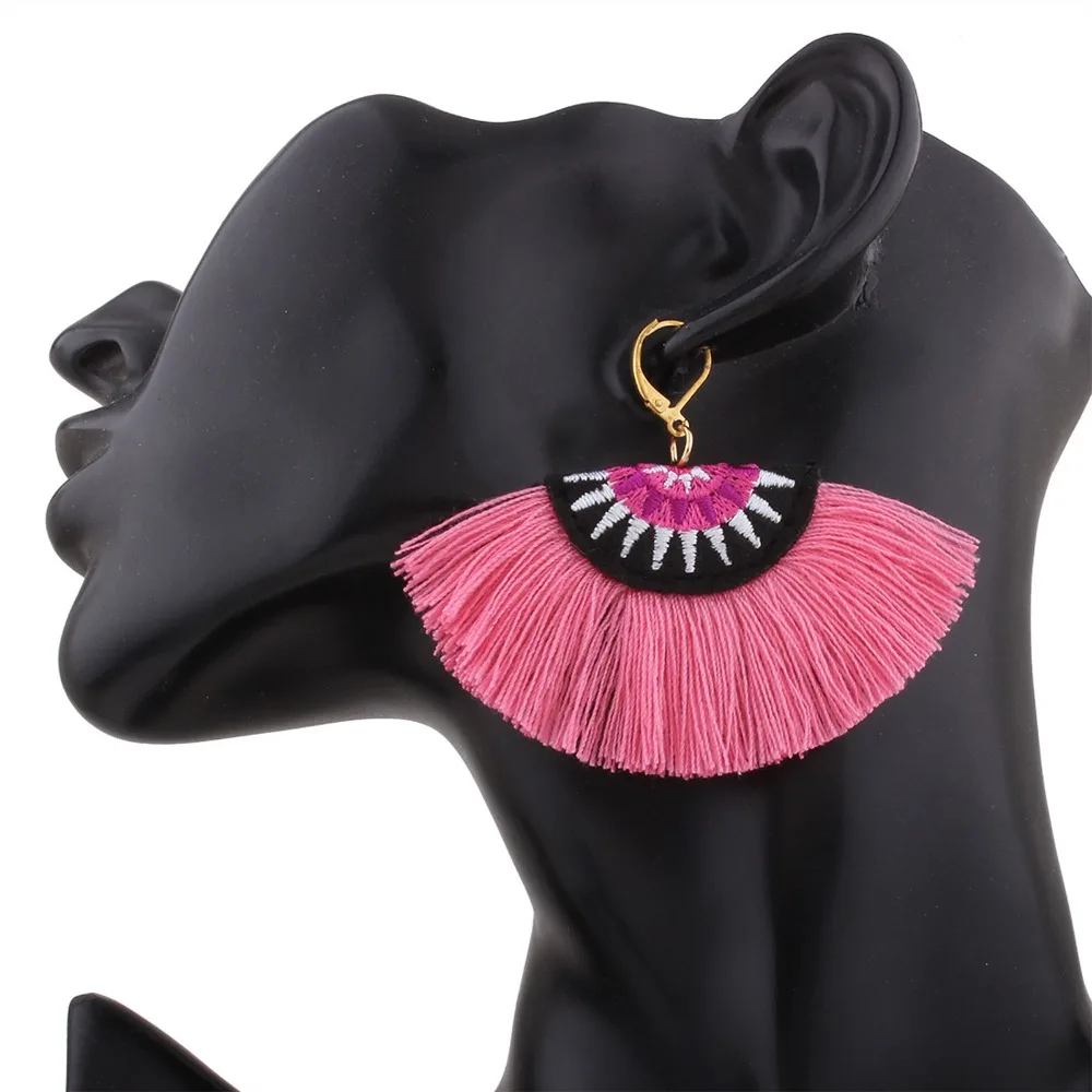 Boho кисточкой серьги ручной работы длинные красочные для женщин ювелирные