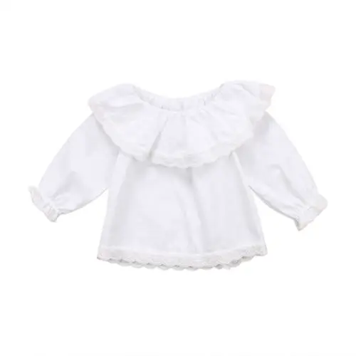 Baby Girls Off Shoulder Long Sleeve Tops Blouses Cute Cotton Clothes Newborn Clothing Lace |