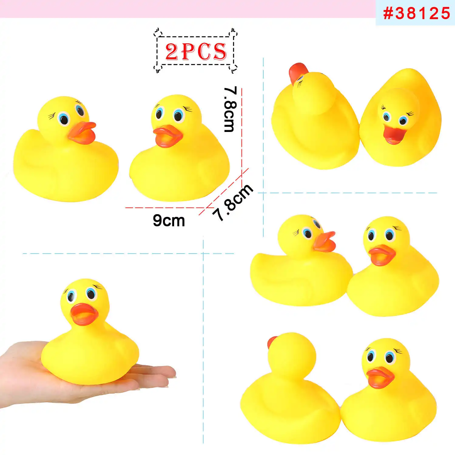 38125-2pcs Желтые игрушки в виде уток резиновый коврик для ванной душевая игрушка чистый натуральный Милая резиновая уточка для малышей игрушки kinder - Цвет: 38125-2pcs